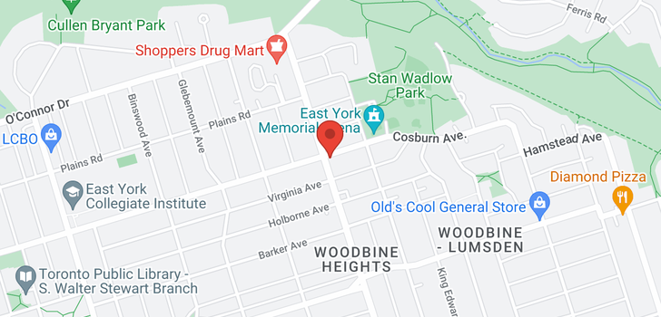 map of 1347 WOODBINE AVE